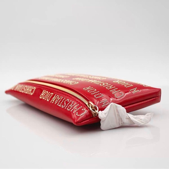 Christian Dior Red Patent Mini Clutch Studded Logo Zipper Cosmetic bag - Picture 13 of 15